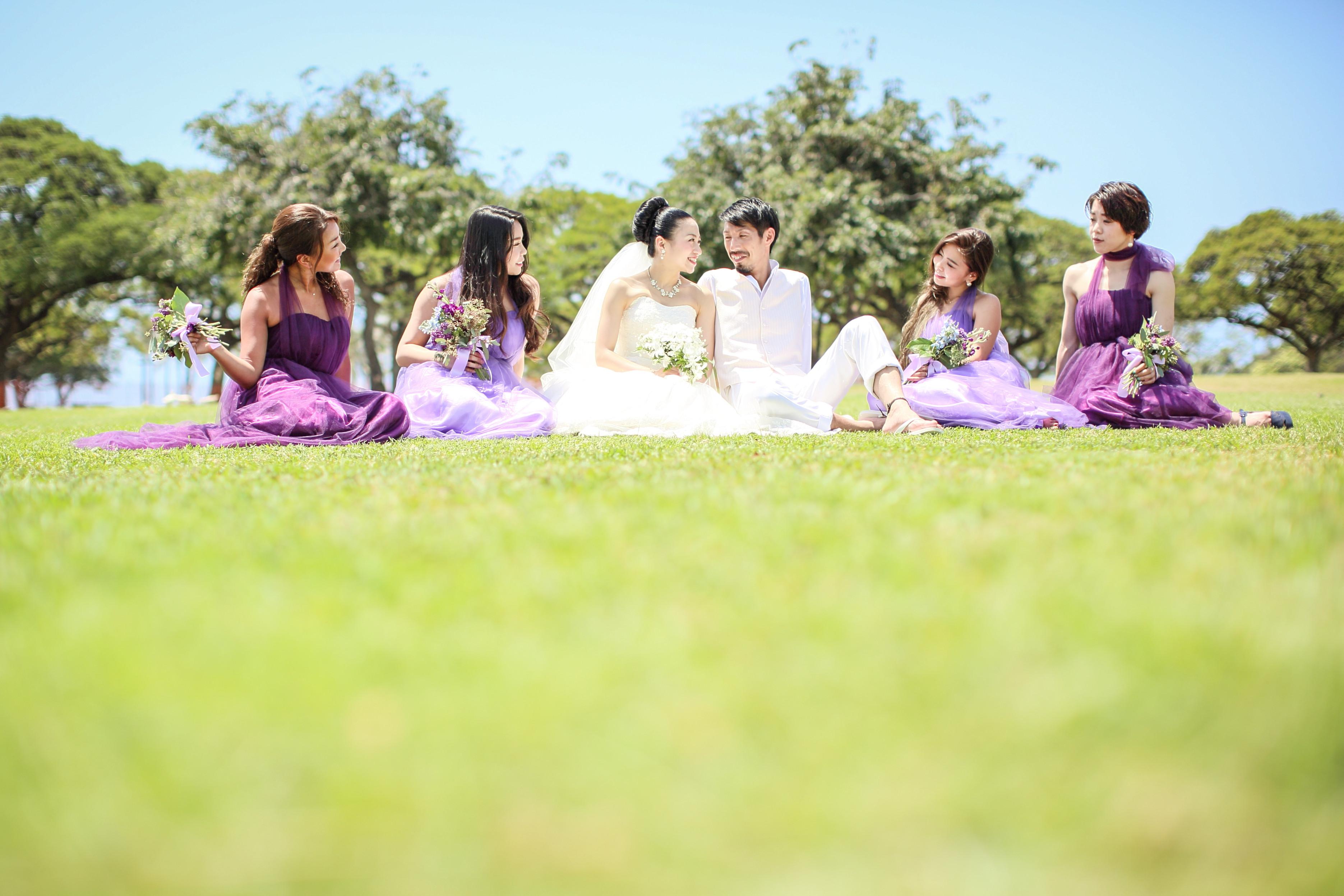 挙式後にガーデンでの撮影写真